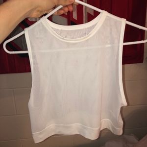 Nike White Dri-Fit Mesh Crop Top